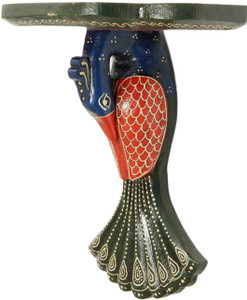 JaipurCrafts Decorative Peacock Wooden Wall Shelf