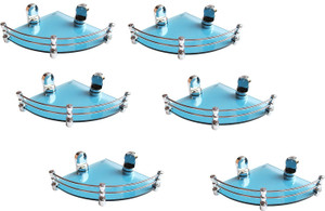 Royal Indian Craft (Pack of 6) Queen Bracket Energetic Blue Glass 8 By 8 Inch Glass Wall Shelf