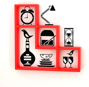 Home Sparkle L Shaped Wooden Wall Shelf