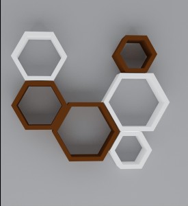 Wallz Art Hexagon Shape MDF Wall Shelf