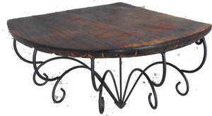 Handicraft Wood & Iron Made Corner In Antique Look Wooden, Iron Wall Shelf