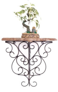 Onlineshoppee Wooden & Wrought Iron Wall Bracket/Rack Wooden Wall Shelf
