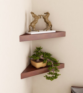 Home Sparkle Triangular Wooden Wall Shelf