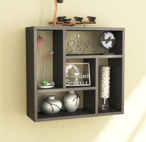 Home Sparkle Square Partitions MDF Wall Shelf