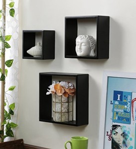 Onlineshoppee Square Wooden Wall Shelf