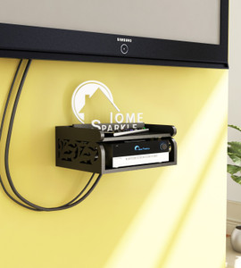 Home Sparkle Set Top Box Holder cum Remote Organizer MDF Wall Shelf