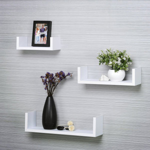 Custom Decor U Shape Wooden Wall Shelf