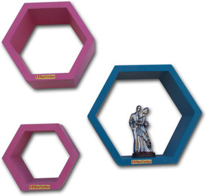 BM WOOD FURNITURE Hexagon Wall Shelves MDF Wall Shelf