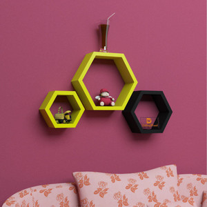 DriftingWood Hexagon Wooden Wall Shelf