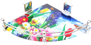 RoyaL Indian Craft Amazing Nature Printed 12 Inch Glass Wall Shelf
