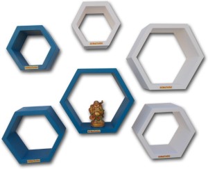 BM Wood Furniture Hexagon shaped MDF Wall Shelf