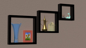 Ganeshaas Wall Nesting Square Black Wooden Wall Shelf