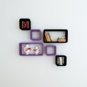 Ganeshaas GHWSCB2x10119LightPurplenBlack MDF Wall Shelf