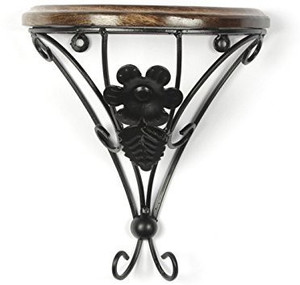 Desi Karigar Wooden, Iron Wall Shelf