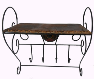 HANDICRAFT Wood Iron Made Antique Rectangle Shape Wall Shelf Wooden Number HANDICRAFT Wood Iron Made Antique Rectangle Shape Wall Shelf Wooden Number