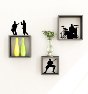 Home Sparkle Cubes With Wall Stickers Wooden Wall Shelf