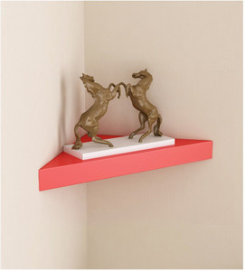 Being Nawab Reddish Corner Wooden Wall Shelf