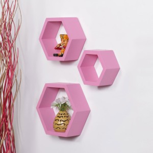 DriftingWood Hexagon Wooden Wall Shelf