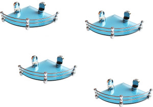 Royal Indian Craft (Pack of 4) Queen Bracket Energetic Blue Glass 8 By 8 Inch Glass Wall Shelf