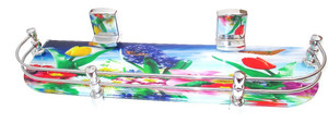 Royal Indian Craft 18 By 5 Inch Beautiful Nature Printed Glass Wall Shelf