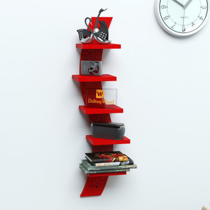 DriftingWood Snack Shape 5 Tier Floating Red MDF Wall Shelf