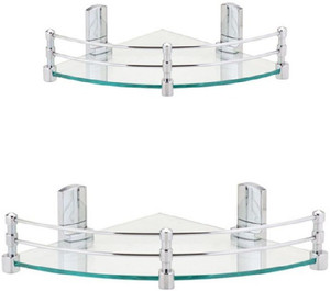 Royal Indian Craft Combo of 8 inch and 10 inch Corner Glass Wall Shelf