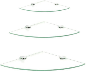 Royal Indian Craft Brass Bracket Triple Pack Corner Glass Wall Shelf