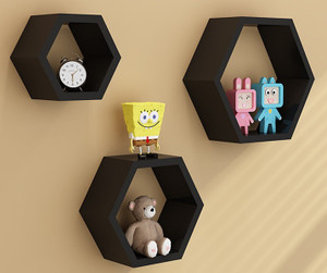 Custom Decor Hexagon Wooden Wall Shelf