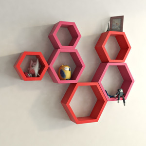 Wallz Art Hexagon Shape MDF Wall Shelf