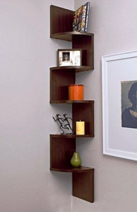 Surya Industries Surya Ind Corner Zigzag - Brown Wooden Wall Shelf MDF Wall Shelf