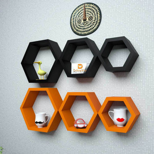 DriftingWood Hexagon Shape Wooden Wall Shelf