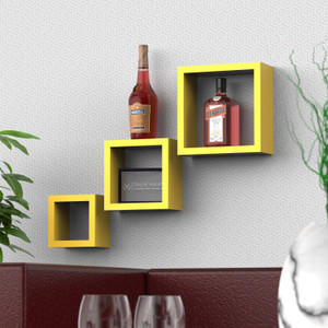 DecorHeart Square shape set of 3 MDF Wall Shelf