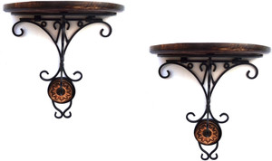 Woodpedlar double Wooden, Iron Wall Shelf
