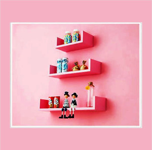 Ganeshaas Tropical U Shaped Wall Pink Blush Wooden Wall Shelf