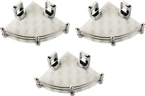 Royal Indian Craft 8 By 8Inch White Pattern Printed (Pack of 3) Glass Wall Shelf