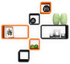 DecorNation Cube Rectangle Wooden Wall Shelf