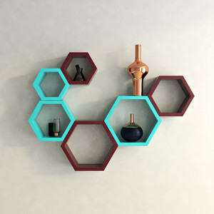 DecorNation Hexagon Shape MDF Wall Shelf