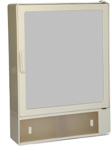 Zoom Zoom Happy Bathroom Mirror Cabinet (Sliding) Plastic Mirror Storage Chest (35.56 x 10.6 x 25.4 cm,Ivory, Blue, White , Z111CSL) (IVORY) Plastic Wall Shelf