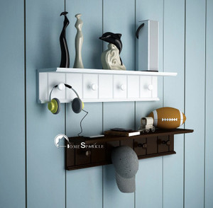 Onlineshoppee Hangers Wooden Wall Shelf