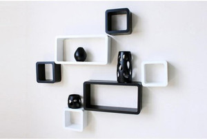Ganeshaas GHWSCB2x10104BlacknWhite MDF Wall Shelf