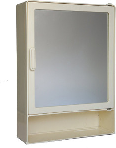 Zoom Zoom Good Morning Bathroom Mirror Cabinet (Shelf) Plastic Mirror Storage Chest (40.64 x 10.6 x 30.48, Blue, Ivory, Pink, Z102CSH) (IVORY) Plastic Wall Shelf