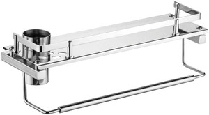 Dazzle 5 X 15 Shelf With Toothbrush and Napkin Holder Stainless Steel Wall Shelf