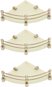 Royal Indian Craft Brass Bracket 8 By 8 Inch Full Frosted (Pack of 3) Glass Wall Shelf