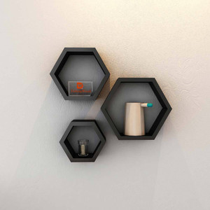 DriftingWood Hexagon Wooden Wall Shelf
