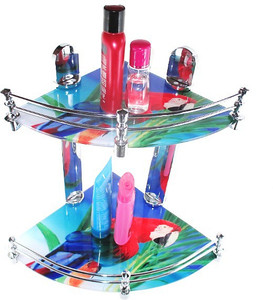 Royal Indian Craft Craft Stunning design High Definition Printed Multipurpose Double Glass Wall Shelf