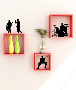 Onlineshoppee Wood Shelf Rack Wall Bracket handicraft design Wooden Wall Shelf