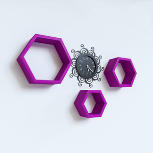 DecorNation Hexagon Shape MDF Wall Shelf