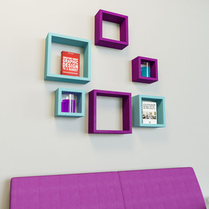 DecorNation Nesting Square Shape MDF Wall Shelf