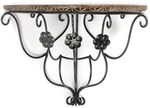 Onlineshoppee Wooden, Iron Wall Shelf