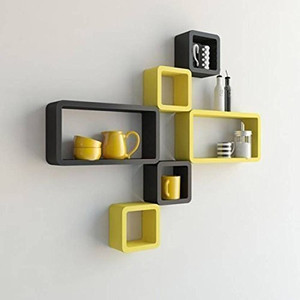 Onlineshoppee Cube Shape Floating MDF Wall Shelf